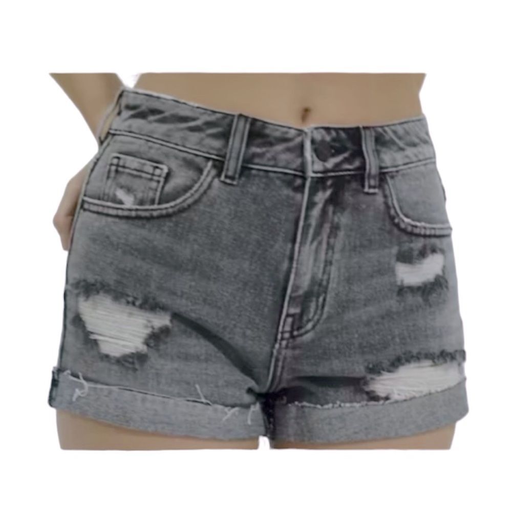 Pacsun gray denim mom shorts size 29 distressed roll cuff